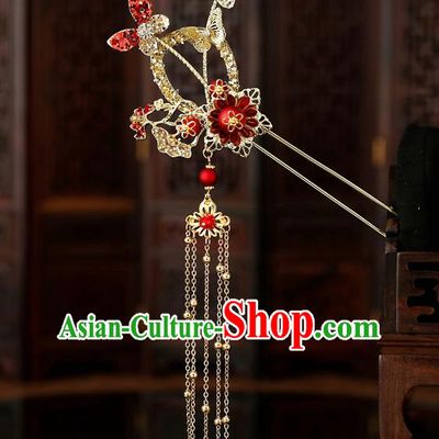 Chinese Traditional Bride Handmade Crystal Butterfly Hairpins Wedding Hair Accessories for Women