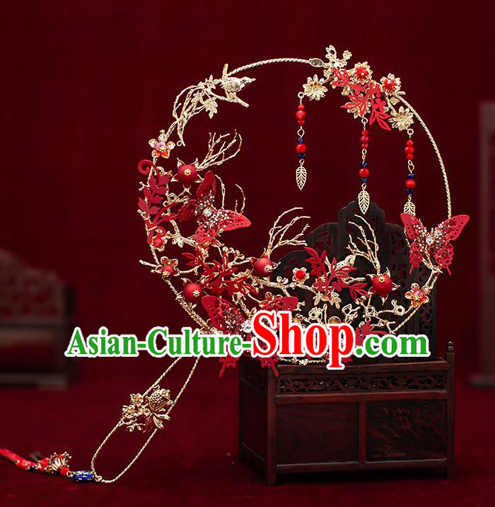 Chinese Traditional Wedding Red Palace Fans Ancient Bride Prop Round Fan for Men Chinese Traditional Wedding Red Palace Fans Ancient Bride Prop Round Fan for Men