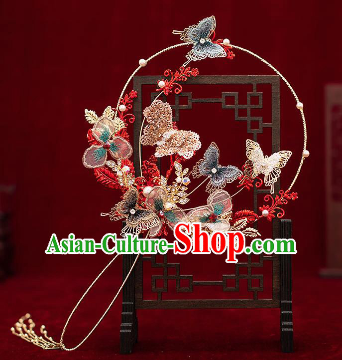 Chinese Traditional Wedding Palace Fans Ancient Bride Prop Butterfly Round Fan for Men Chinese Traditional Wedding Palace Fans Ancient Bride Prop Butterfly Round Fan for Men