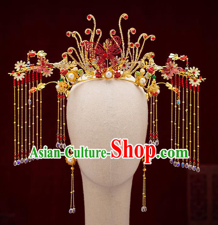 Top Chinese Traditional Wedding Royal Crown Bride Handmade Hairpins Hair Accessories Complete Set Top Chinese Traditional Wedding Royal Crown Bride Handmade Hairpins Hair Accessories Complete Set