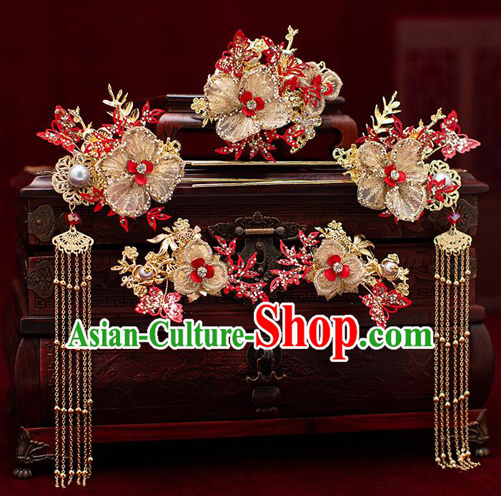 Top Chinese Traditional Wedding Hair Combs Bride Handmade Hairpins Hair Accessories Complete Set Top Chinese Traditional Wedding Hair Combs Bride Handmade Hairpins Hair Accessories Complete Set