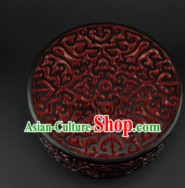 Traditional Chinese Handmade Lacquerware Carving Circular Box Craft Traditional Chinese Handmade Lacquerware Carving Circular Box Craft