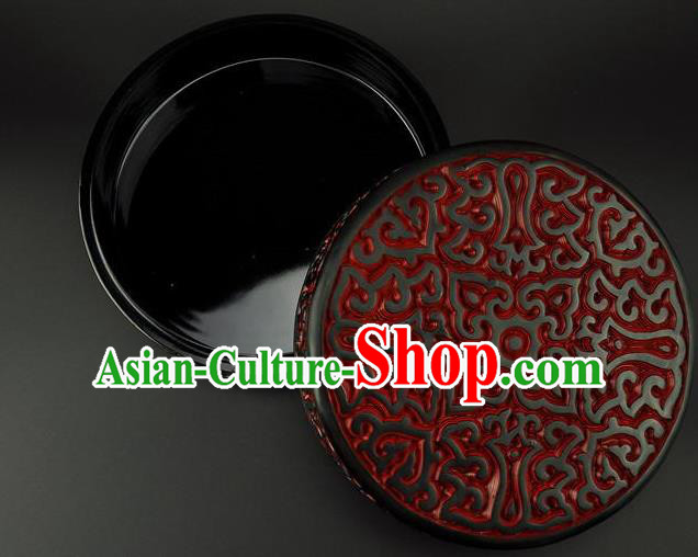Traditional Chinese Handmade Lacquerware Carving Circular Box Craft Traditional Chinese Handmade Lacquerware Carving Circular Box Craft