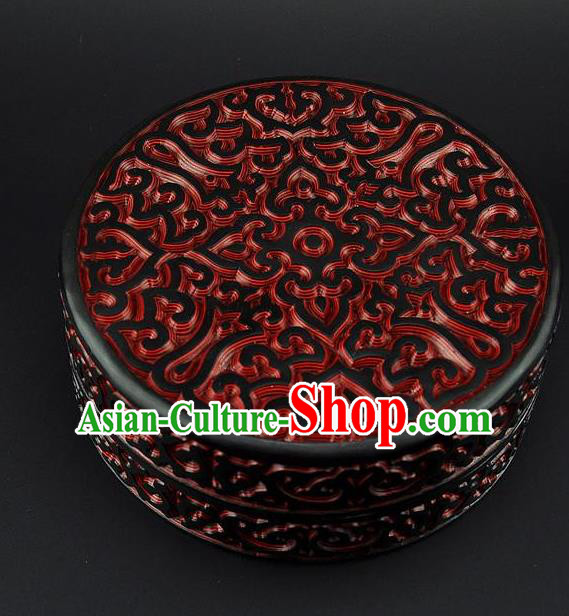 Traditional Chinese Handmade Lacquerware Carving Circular Box Craft Traditional Chinese Handmade Lacquerware Carving Circular Box Craft
