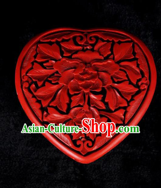 Traditional Chinese Handmade Lacquerware Carving Peony Box Craft Rouge Box Traditional Chinese Handmade Lacquerware Carving Peony Box Craft Rouge Box