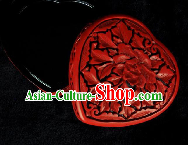 Traditional Chinese Handmade Lacquerware Carving Peony Box Craft Rouge Box Traditional Chinese Handmade Lacquerware Carving Peony Box Craft Rouge Box