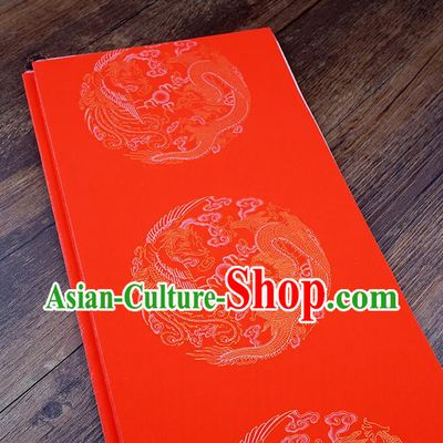 Traditional Chinese Spring Festival Couplet Paper Handmade Dragon Phoenix Pattern Red Scroll Paper Craft