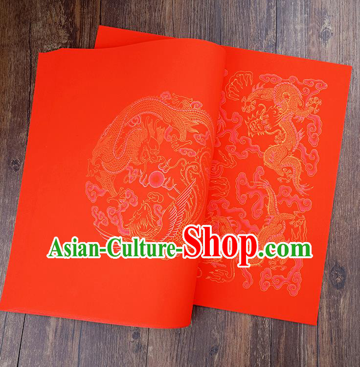 Traditional Chinese Spring Festival Couplet Paper Handmade Dragon Phoenix Pattern Red Scroll Paper Craft Traditional Chinese Spring Festival Couplet Paper Handmade Dragon Phoenix Pattern Red Scroll Paper Craft