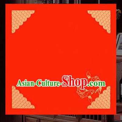 Traditional Chinese Wedding Red Batik Paper Spring Festival Handmade Classical Fishes Pattern Couplet Paper Craft