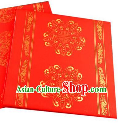 Traditional Chinese Classical Lucky Pattern Red Batik Scroll Paper Handmade Calligraphy Couplet Xuan Paper Craft