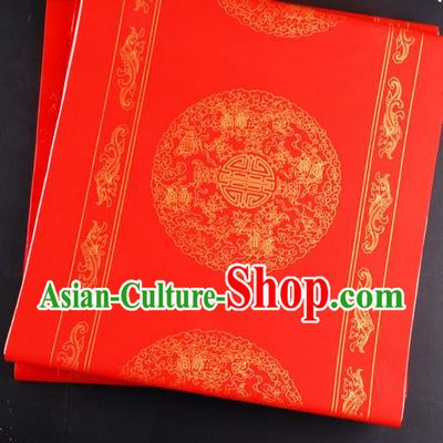 Traditional Chinese Classical Pattern Red Batik Scroll Paper Handmade Calligraphy Couplet Xuan Paper Craft