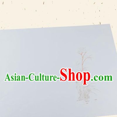 Traditional Chinese Classical Bamboo Stone Pattern Light Blue Paper Handmade Calligraphy Xuan Paper Craft