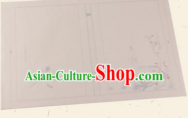 Traditional Chinese Classical Plum Blossom Pattern Light Brown Paper Handmade Calligraphy Xuan Paper Craft Traditional Chinese Classical Plum Blossom Pattern Light Brown Paper Handmade Calligraphy Xuan Paper Craft