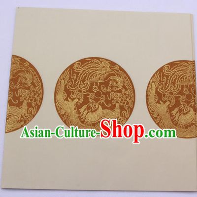 Traditional Chinese Classical Dragon Phoenix Pattern White Couplet Paper Handmade Calligraphy Seven Characters Scroll Xuan Paper Craft