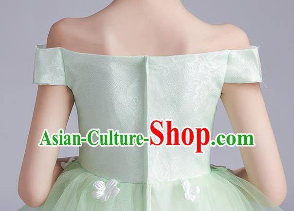 Top Grade Girls Stage Show Green Dress Children Birthday Costume Baby Compere Off Shoulder Full Dress Top Grade Girls Stage Show Green Dress Children Birthday Costume Baby Compere Off Shoulder Full Dress