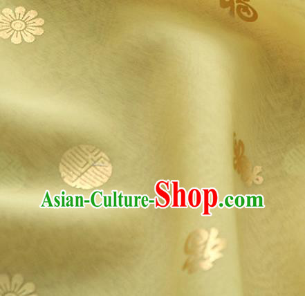 Asian Korea Traditional Longevity Chrysanthemum Pattern Yellow Silk Fabric Korean Fashion Material Asian Korea Traditional Longevity Chrysanthemum Pattern Yellow Silk Fabric Korean Fashion Material