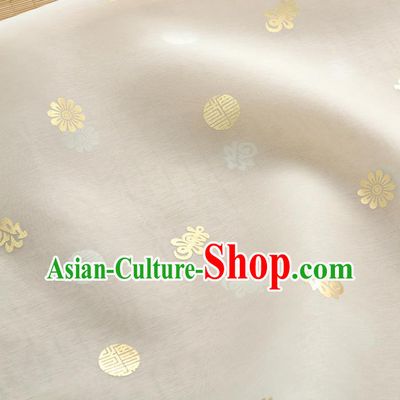 Asian Korea Traditional Longevity Chrysanthemum Pattern Beige Silk Fabric Korean Fashion Hanbok Material