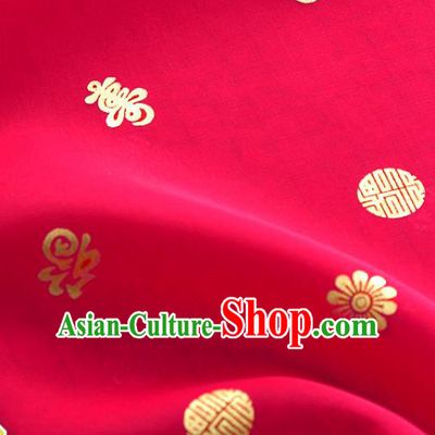 Asian Korea Traditional Longevity Chrysanthemum Pattern Magenta Silk Fabric Korean Fashion Hanbok Material