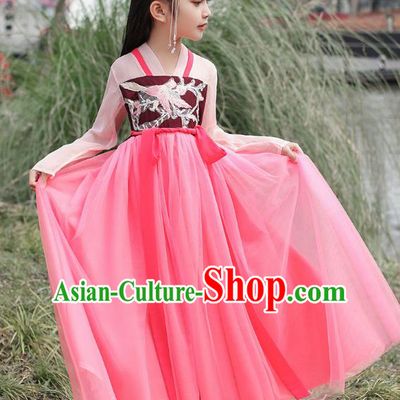 Chinese Traditional Hanfu Dress Ancient Princess Costumes Stage Show Girl Blouse and Skirt Tang Dynasty Apparels for Kids