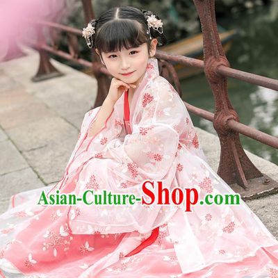 Chinese Traditional Tang Suit Hanfu Dress Ancient Princess Costumes Stage Show Girl Cloak Blouse and Skirt Apparels for Kids