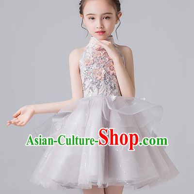Professional Stage Show Compere Veil Bubble Dress Birthday Costume Children Top Grade Flower Girls Short Full Dress