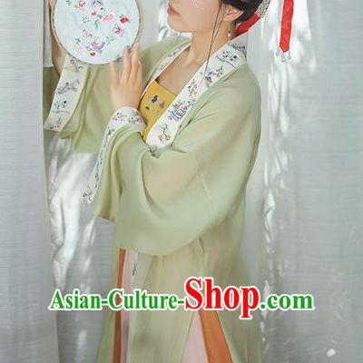 Chinese Ancient Song Dynasty Palace Princess Garment Traditional Hanfu Dress Costumes Green BeiZi Top and Skirt Full Set