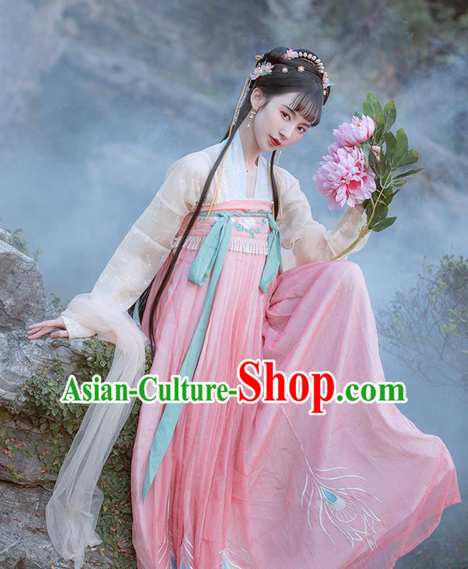 Chinese Ancient Peri Costumes Traditional Hanfu Dress Tang Dynasty Princess Garment Chinese Ancient Peri Costumes Traditional Hanfu Dress Tang Dynasty Princess Garment