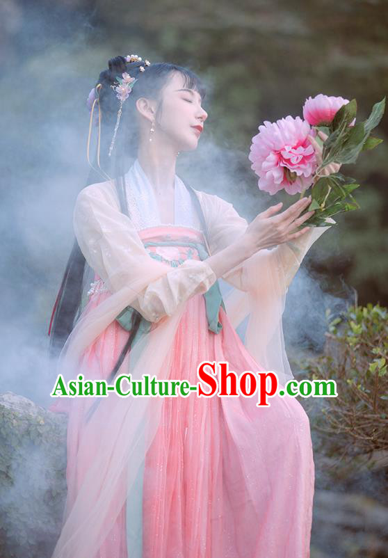 Chinese Ancient Peri Costumes Traditional Hanfu Dress Tang Dynasty Princess Garment Chinese Ancient Peri Costumes Traditional Hanfu Dress Tang Dynasty Princess Garment