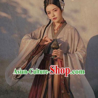 Chinese Ancient Swordswoman Costumes Traditional Hanfu Dress Jin Dynasty Court Lady Apparels Complete Set