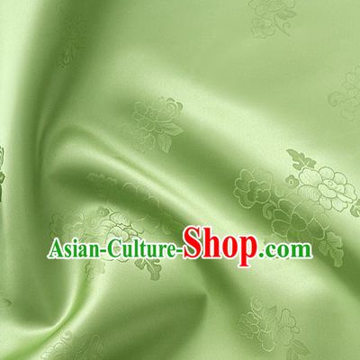 Traditional Korean Classical Roses Pattern Peak Green Satin Drapery Hanbok Material Asian Korea Fashion Silk Fabric