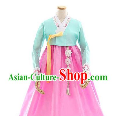 Korean Bride Green Blouse and Rosy Dress Korea Fashion Costumes Traditional Hanbok Festival Wedding Apparels for Women