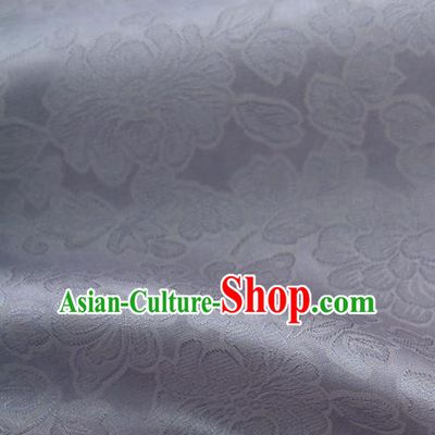 Traditional Korean Fashion Grey Gauze Drapery Hanbok Material Asian Korea Classical Flowers Pattern Silk Fabric