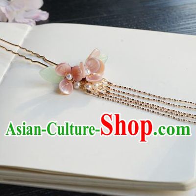 Chinese Classical Golden Tassel Hair Clip Hair Accessories Handmade Ancient Hanfu Flowers Hairpin for Women