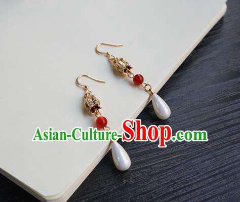 Handmade Chinese Women Hanfu Pearl Ear Accessories Ancient Court Eardrop Classical Earrings Handmade Chinese Women Hanfu Pearl Ear Accessories Ancient Court Eardrop Classical Earrings