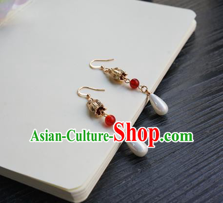 Handmade Chinese Women Hanfu Pearl Ear Accessories Ancient Court Eardrop Classical Earrings Handmade Chinese Women Hanfu Pearl Ear Accessories Ancient Court Eardrop Classical Earrings