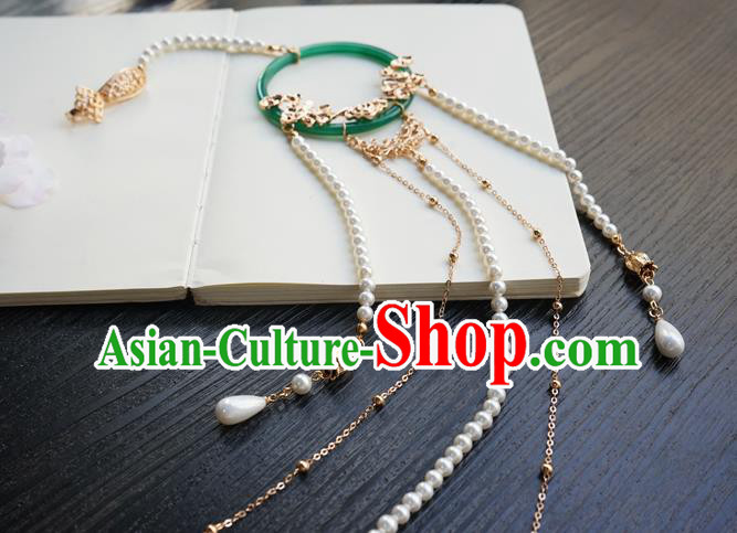 Handmade Chinese Women Jade Waist Accessories Classical Hanfu Pearls Tassel Belt Pendant Handmade Chinese Women Jade Waist Accessories Classical Hanfu Pearls Tassel Belt Pendant
