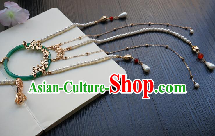 Handmade Chinese Women Jade Waist Accessories Classical Hanfu Pearls Tassel Belt Pendant Handmade Chinese Women Jade Waist Accessories Classical Hanfu Pearls Tassel Belt Pendant