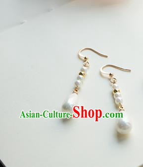 Handmade Chinese Women Cheongsam Ear Accessories Classical Hanfu White Pearls Earrings Handmade Chinese Women Cheongsam Ear Accessories Classical Hanfu White Pearls Earrings