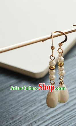 Handmade Chinese Women Cheongsam Ear Accessories Classical Hanfu White Pearls Earrings Handmade Chinese Women Cheongsam Ear Accessories Classical Hanfu White Pearls Earrings