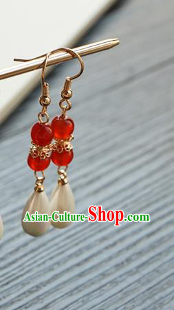 Handmade Chinese Women Cheongsam Ear Accessories Classical Hanfu Red Beads Earrings Handmade Chinese Women Cheongsam Ear Accessories Classical Hanfu Red Beads Earrings
