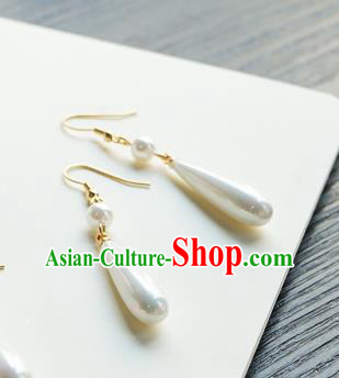 Handmade Chinese Women Cheongsam White Pearl Ear Accessories Classical Hanfu Earrings Handmade Chinese Women Cheongsam White Pearl Ear Accessories Classical Hanfu Earrings