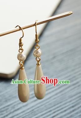 Handmade Chinese Women Cheongsam White Pearl Ear Accessories Classical Hanfu Earrings Handmade Chinese Women Cheongsam White Pearl Ear Accessories Classical Hanfu Earrings