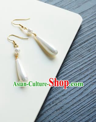 Handmade Chinese Women Cheongsam White Pearl Ear Accessories Classical Hanfu Earrings Handmade Chinese Women Cheongsam White Pearl Ear Accessories Classical Hanfu Earrings