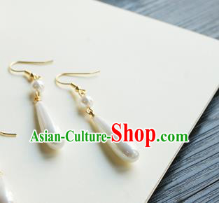Handmade Chinese Women Cheongsam White Pearl Ear Accessories Classical Hanfu Earrings Handmade Chinese Women Cheongsam White Pearl Ear Accessories Classical Hanfu Earrings