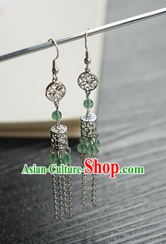 Handmade Chinese Women Argent Tassel Ear Accessories Classical Hanfu White Beads Earrings Handmade Chinese Women Argent Tassel Ear Accessories Classical Hanfu White Beads Earrings