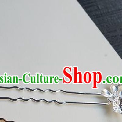 Chinese Classical Cheongsam Argent Hair Clip Hair Accessories Handmade Ancient Hanfu Tang Dynasty Hairpin for Women