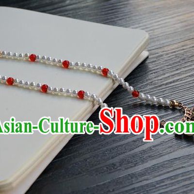 Chinese Handmade Hanfu Pearl Necklace Classical Jewelry Accessories Ancient Princess Beads Necklet for Women