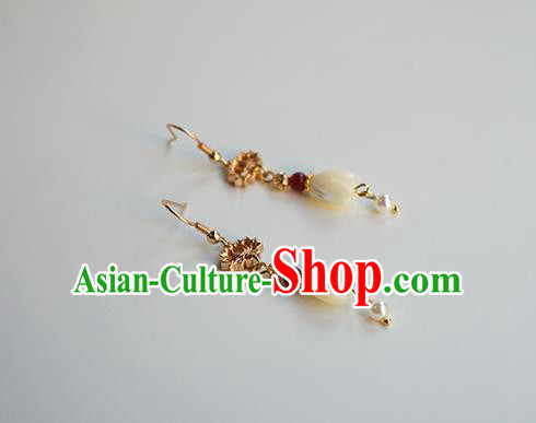 Handmade Chinese Classical Golden Lotus Ear Accessories Ancient Women Hanfu Yulan Magnolia Earrings Handmade Chinese Classical Golden Lotus Ear Accessories Ancient Women Hanfu Yulan Magnolia Earrings