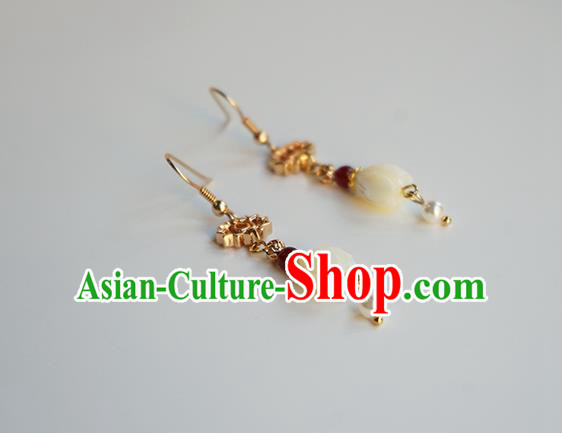 Handmade Chinese Classical Golden Lotus Ear Accessories Ancient Women Hanfu Yulan Magnolia Earrings Handmade Chinese Classical Golden Lotus Ear Accessories Ancient Women Hanfu Yulan Magnolia Earrings