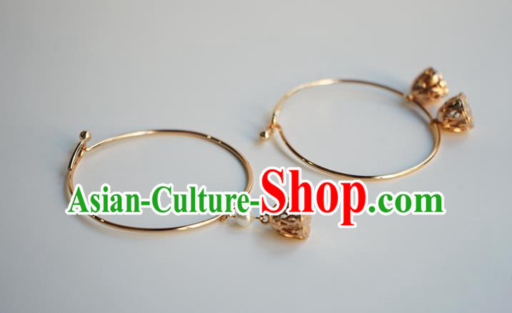 Chinese Classical Lotus Seedpod Bracelet Jewelry Accessories Ancient Hanfu Golden Bangle Chinese Classical Lotus Seedpod Bracelet Jewelry Accessories Ancient Hanfu Golden Bangle